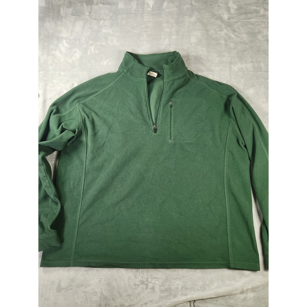 L.L. Bean Fleece 1/4 Zip Sweater Mens XL Green Gorpcore Cabincore‎ Campcore Cozy